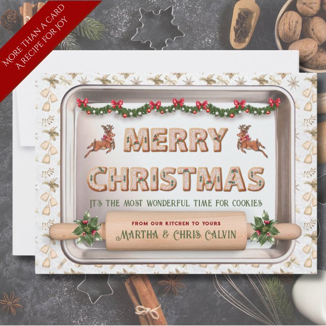 Kortet Kokernosrecept för julrenare Julkort (Elevate your holiday greetings by sharing a cherished Christmas cookie recipe)