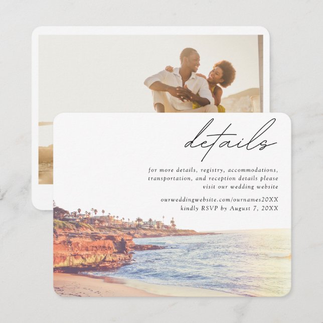 Kortet La Jolla Cove Beach Wedding - informationsm Tilläggskort (Fram/baksida)