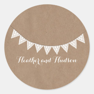 Kortet Lagrar Inspired Eyelet Bunting Bröllop Stic Runt Klistermärke