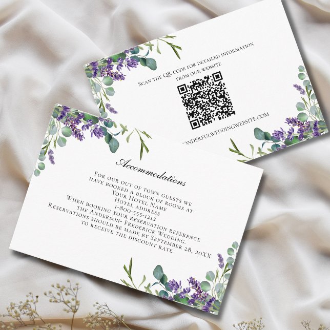 Kortet Lavender Eucalyptus Bröllop Tilläggskort (Lavender Eucalyptus Greenery Wedding Details Enclosure card)