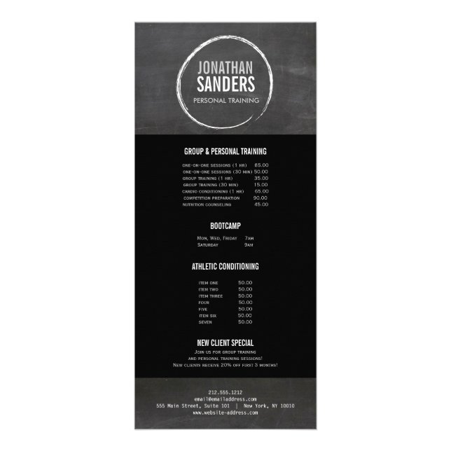 Kortet LOGOTYP för PERSONLIG UTBILDNINGSSKETCH Reklamkort (Framsidan)