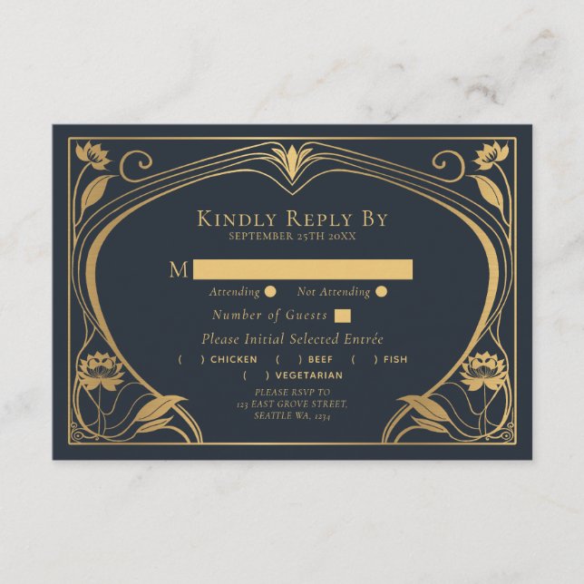 Kortet Lotus Art nouveau Bröllop Tilläggskort (Framsida)