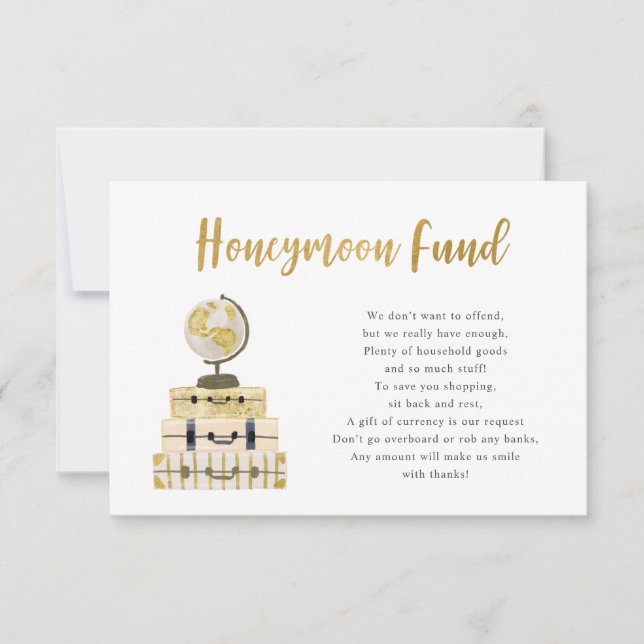 Kortet Luggage + Globe Honeymoon Fund Inbjudningar (Framsida)