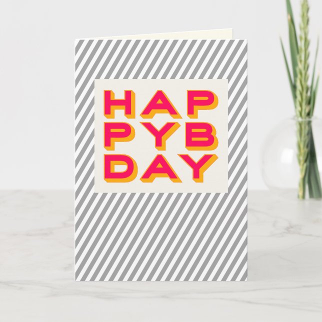 Kortet Lycklig Bday Typography Greeting Card Kort (Framsida)