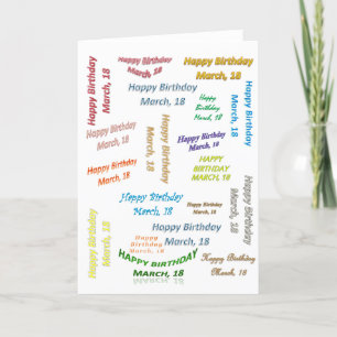 Kortet mars, 18 födelsedagar kort