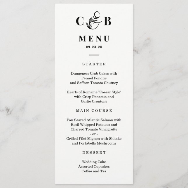 Kortet Mättat EDITABLE FÄRG Bröllop-meny Program (Framsida)