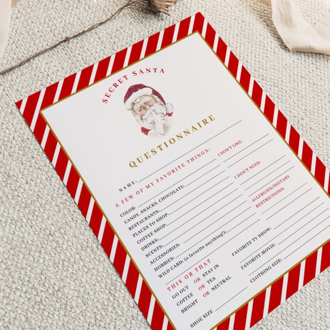 Kortet MERI julhemlighet Santa Questionnaire (Skapare uppladdad)