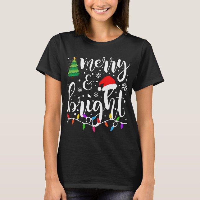 Kortet Merry och Bright jul Ljus - den fina familj T Shirt (Framsida)