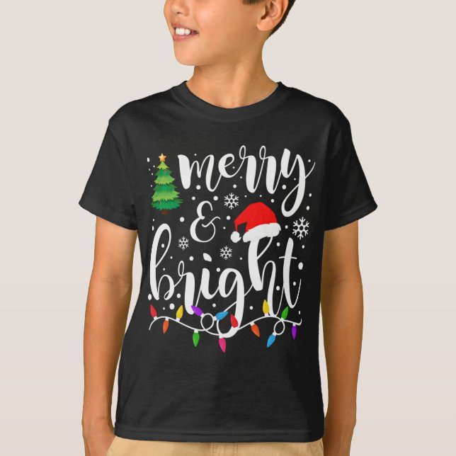 Kortet Merry och Bright jul Ljus - den fina familj T Shirt (Framsida)