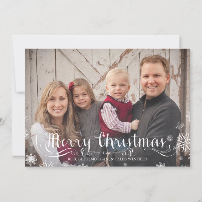 Kortet Merry Snöflingor Family Jul Photo Card Julkort (Framsida)
