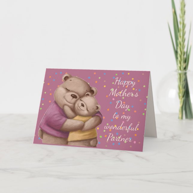 Kortet Mors dag Partner Cute Bute Hugs Card Kort (Framsida)