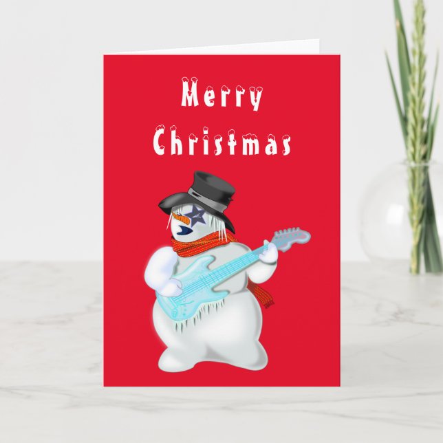 Kortet Musical Snögubbe med Guitar Kort (Framsida)