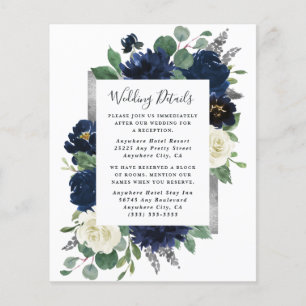 Kortet Navy Blue and Silver Ivory Bröllop