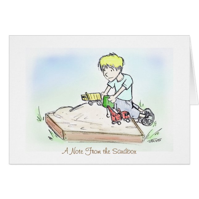 Kortet - notera från sandlådan hälsningskort (Framsidan Horizontal)
