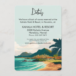 Kortet Oahu Hawaii Beach Handflatan Träd Bröllop Tilläggskort