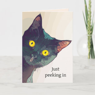 Kortet Peeker för designhälsning av katt Helgkort