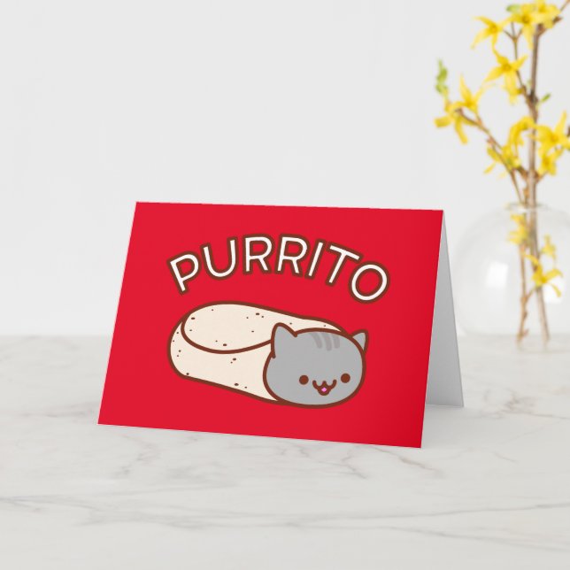 Kortet PURRITO Cat Greeting Card Kort (Gul blomma)