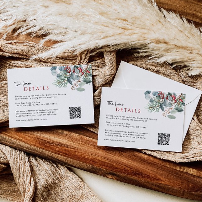 Kortet QR-kod för Winter Wedding Details-hölje Tilläggskort (Skapare uppladdad)