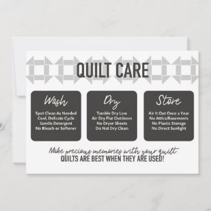 Kortet Quilt Care - Modern design - Mjukt Grått Tack Kort