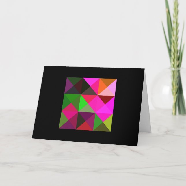 Kortet Quilt Square Note för rosa Grönt Tones Kort (Framsida)