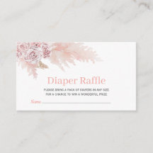 Kortet Raffle Baby Shower Boho-Blommigt