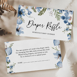 Kortet Raffle Blue Botanical Blommigt Visitkort