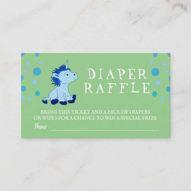 Kortet Raffle Blue Unicorn Pojke Tilläggskort (Framsida)