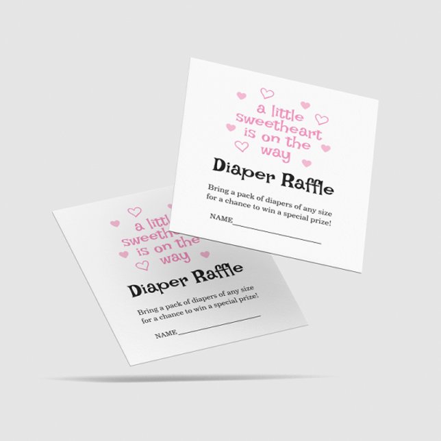 Kortet Raffle Rosa Girl Baby Shower Square Card Tilläggskort (Skapare uppladdad)