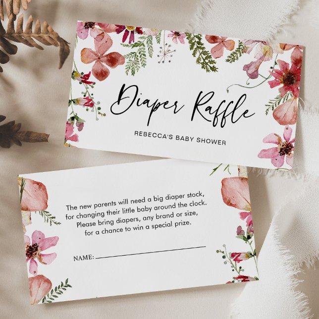 Kortet Raffle Watercolor Blommigt-hölje Visitkort (Skapare uppladdad)