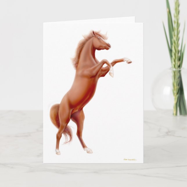 Kortet Rearing Chestnut Horets Greeting Card Kort (Framsida)