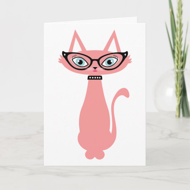 Kortet Retro Cat Birthday Greeting Card Kort (Framsida)
