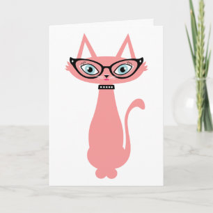 Kortet Retro Cat Birthday Greeting Card Kort