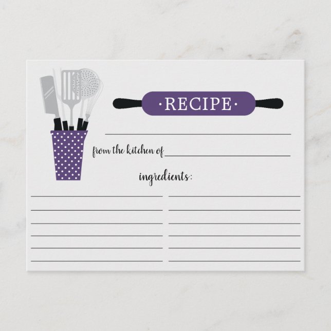 Kortet Rullande Pin Kitchen Verktyg Recipe-kort fö Vykort (Framsida)