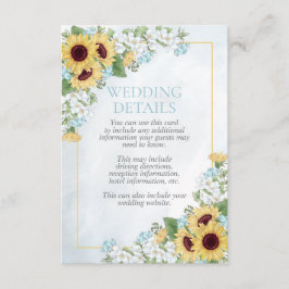 Kortet Rustic Dusty Blue Solrosinformation om hölj Tilläggskort