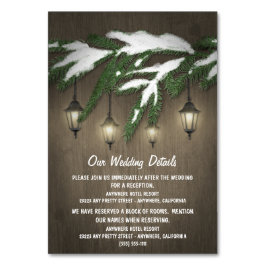 Kortet Rustic Evergreen Lantern Bröllop Bordsnummer