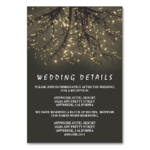 Kortet Rustic Lighting Träd Gren Bröllop