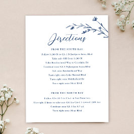 Kortet Rustic Navy Blue Wildblomma Bröllop Inbjudningar