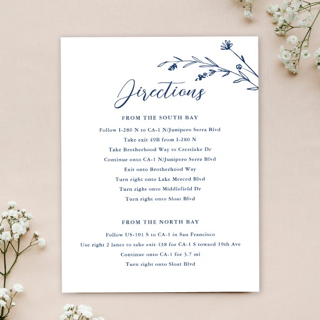 Kortet Rustic Navy Blue Wildblomma Bröllop Inbjudningar (Skapare uppladdad)