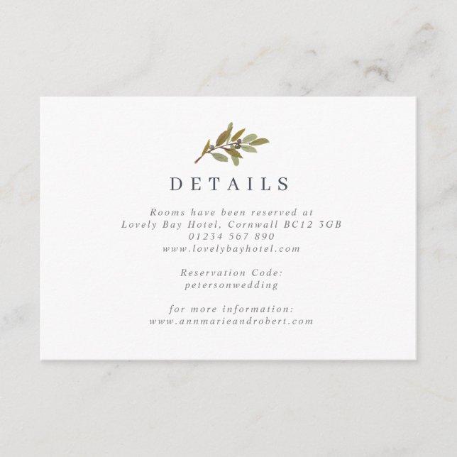 Kortet Rustic Olive Gren Bröllop Tilläggskort (Framsida)