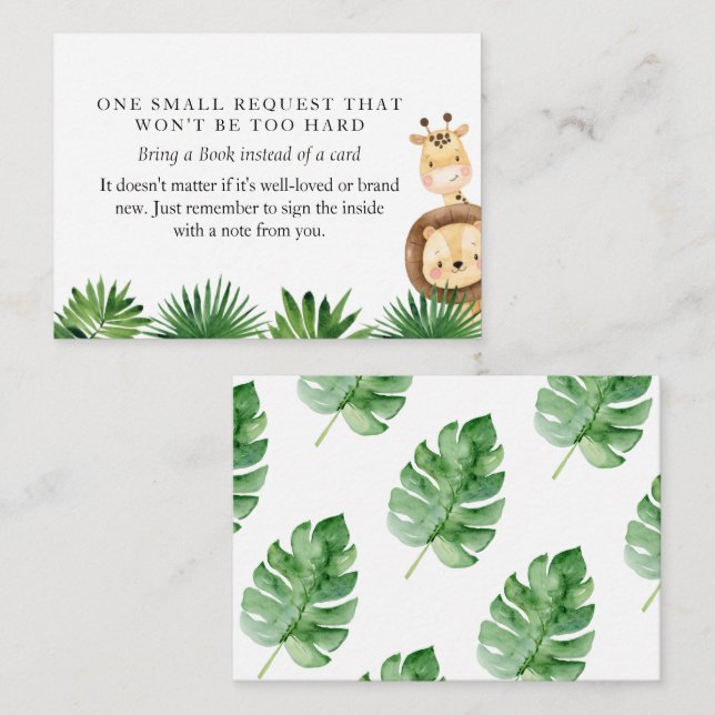 Kortet Safari Baby Shower Bok Request-hölje Tilläggskort (Fram/baksida)