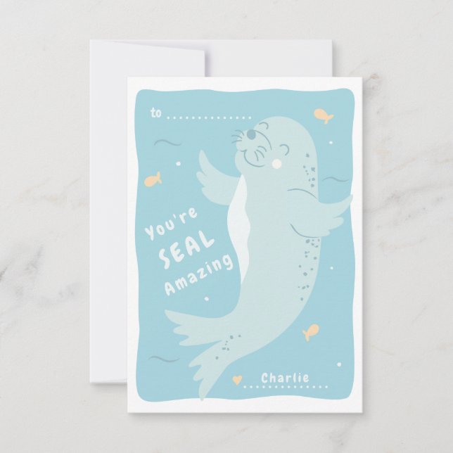 Kortet Seal Fantastisk Classroom Valentine Card (Framsida)
