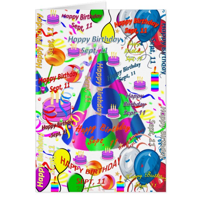 Kortet september, 11:e födelsedagen hälsningskort (Framsidan)