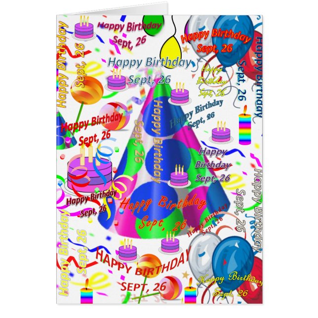 Kortet september, 26 födelsedagar hälsningskort (Framsidan)