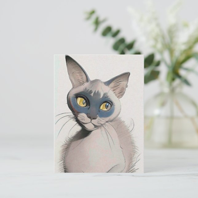 Kortet Siamese Cat Art Card Vykort (Stående Fram)
