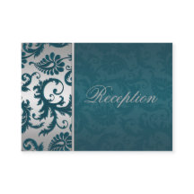 Kortet silver och Teal Damask II