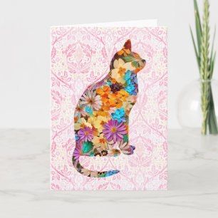Kortet Stil Blommigt Cat Art Note Card Kort