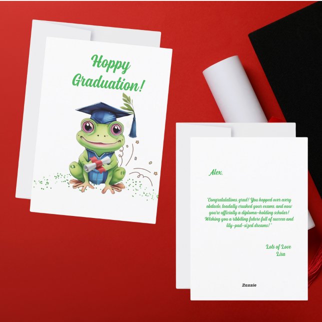 Kortet Studenten, roligt cute Frog Julkort (Skapare uppladdad)