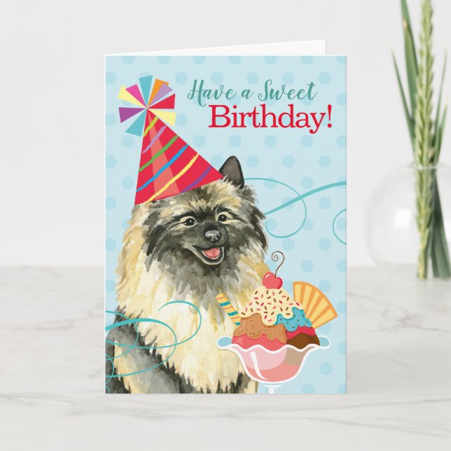 Kortet Sweet Birthday Keeshond Kort (Framsida)