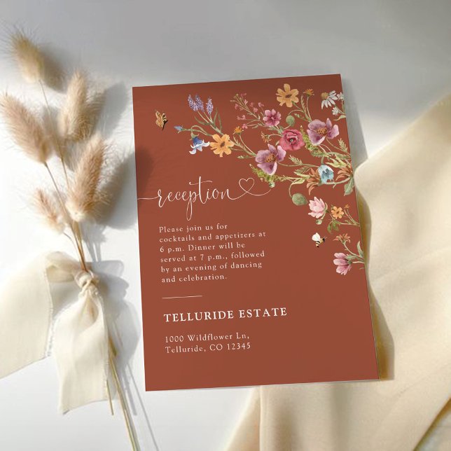 Kortet Terracotta Wildblomma Bröllop Tilläggskort (Skapare uppladdad)