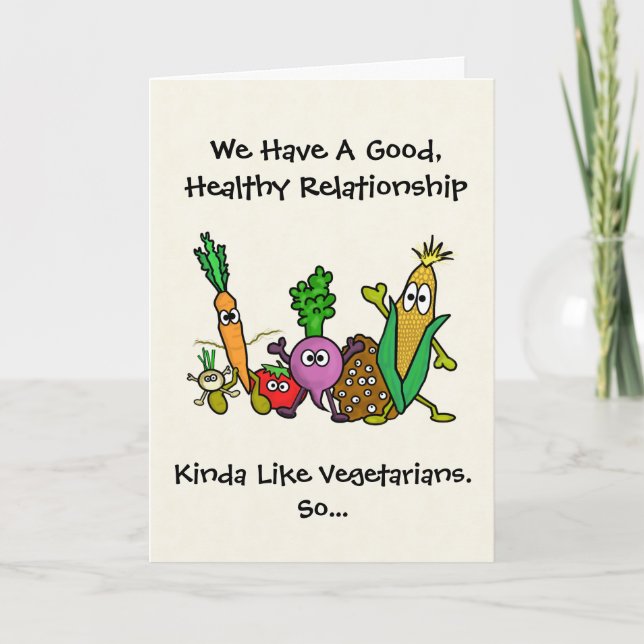 Kortet "Vegetarian" eller "Vegan Valentine Day Car Kort (Framsida)